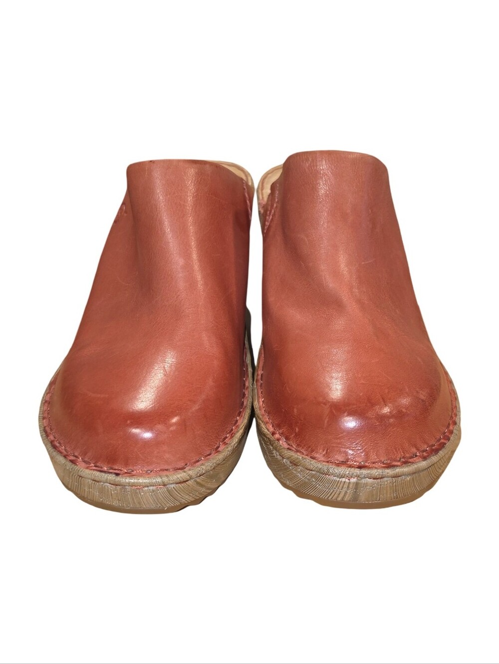Born Natalie Leather Wedge Mules in Rusty Coral Womens Size 8 - Picture 6 of 9
